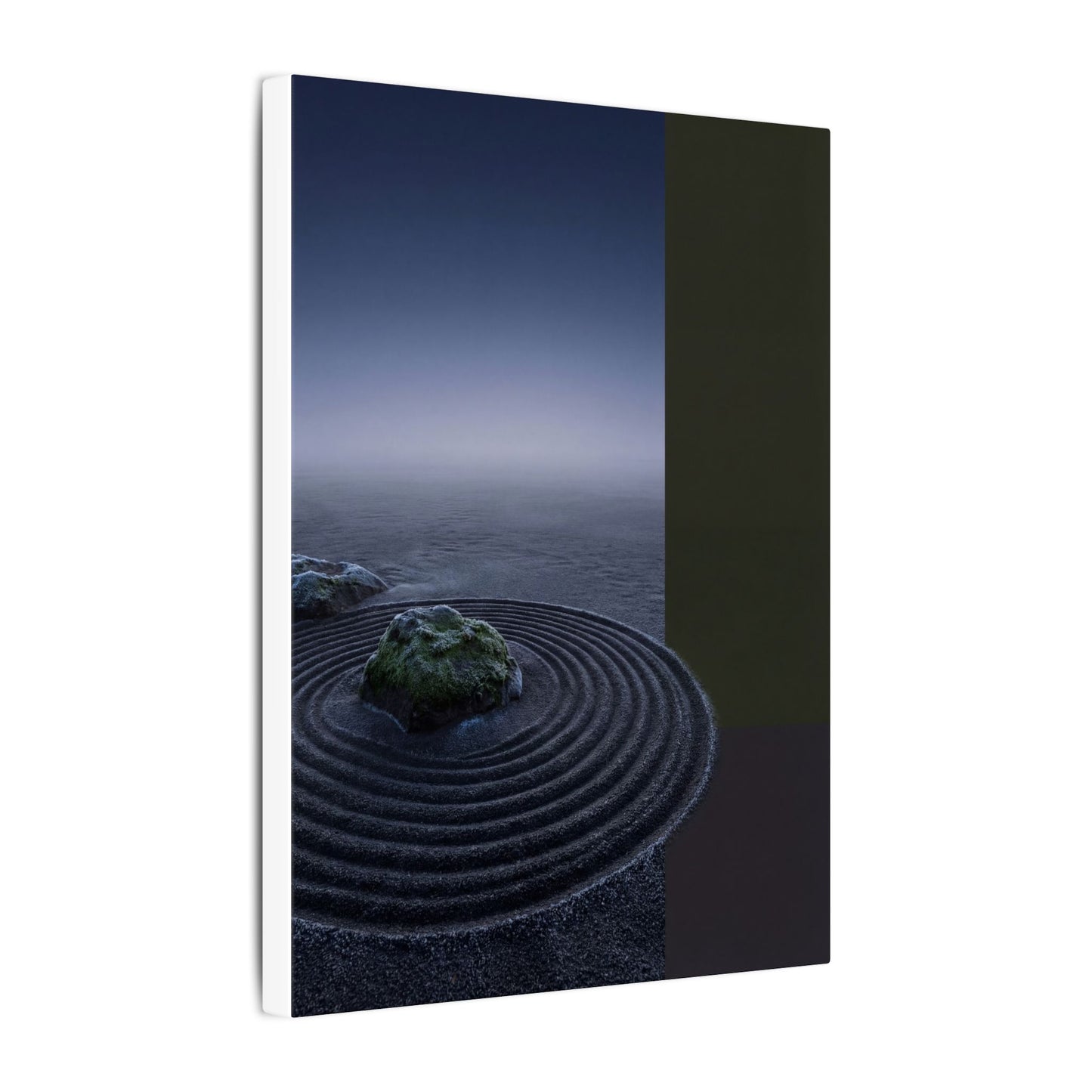 Ma Rock Garden Canvas Art - Dark Japandi Moody Minimal