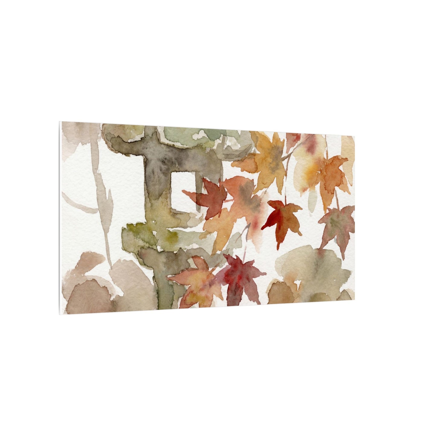 Stone Lantern Watercolor Canvas Art | Earthy Japandi Art