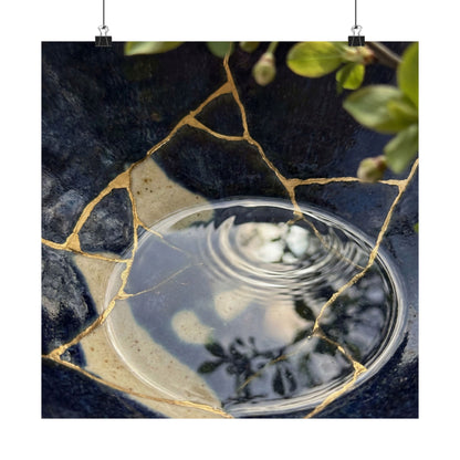 Seijaku Water Ripple Wall Art Print - Kintsugi Gold Repair
