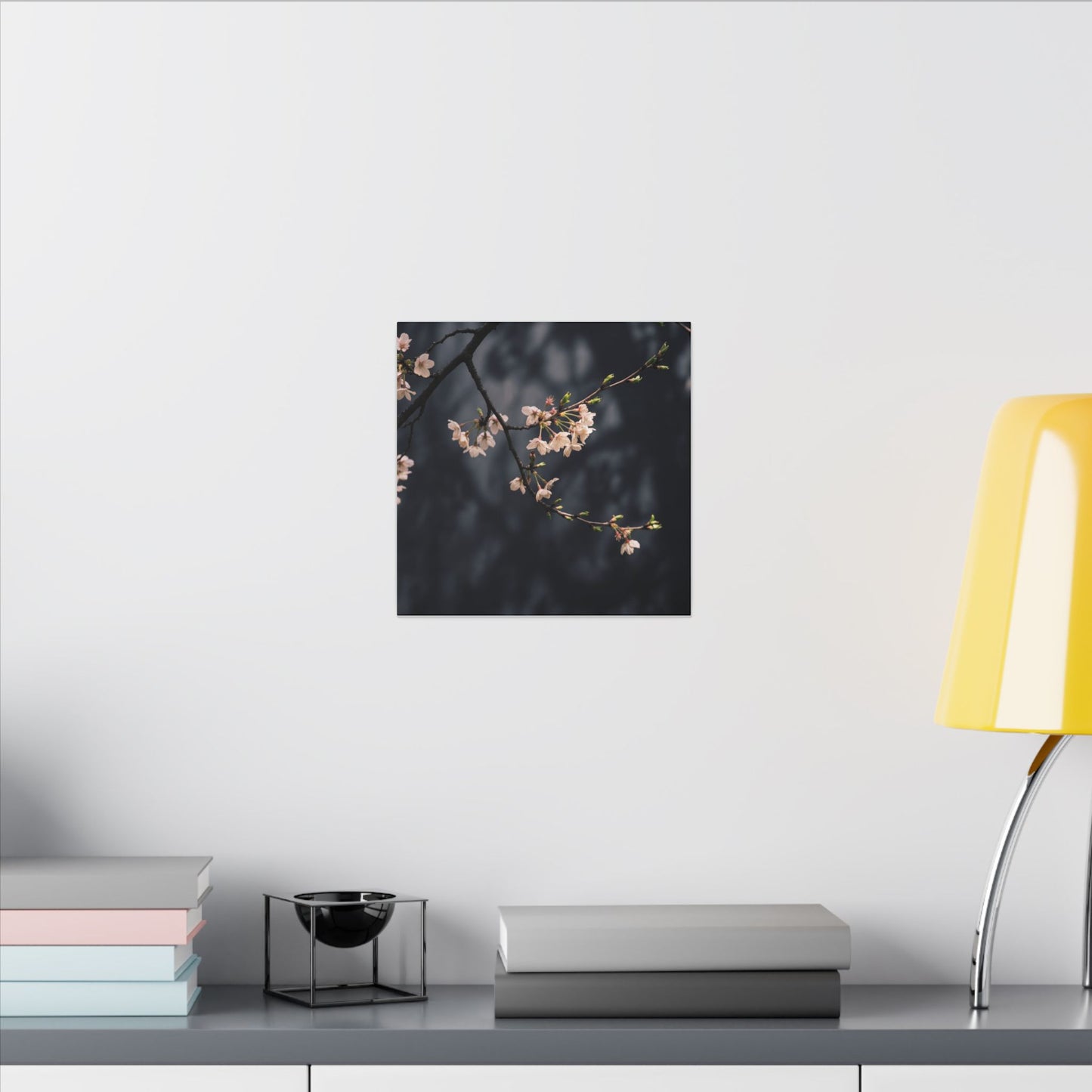 Cherry Blossom Moody Minimal Canvas Art | Bold Dark Japandi Art