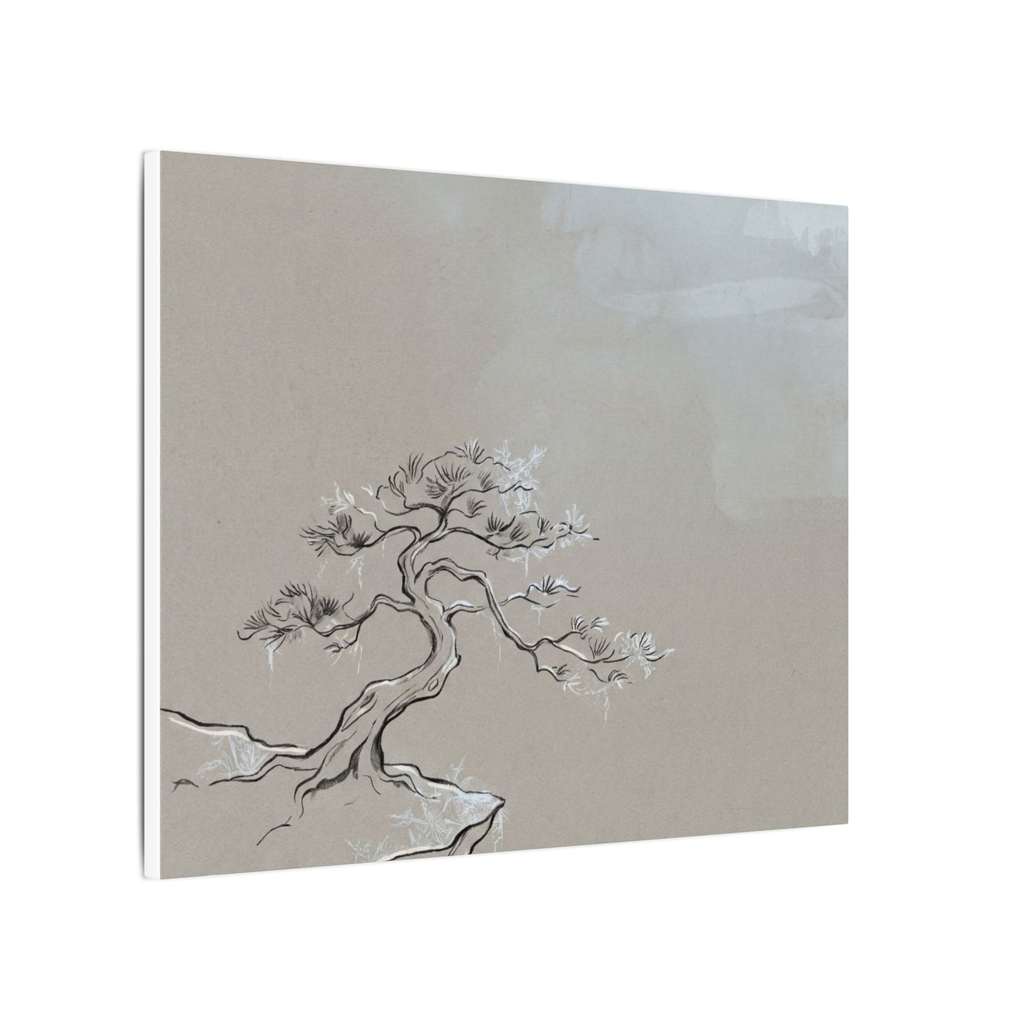 Pine Tree Minimal Line Canvas Art | Warm Japandi Art