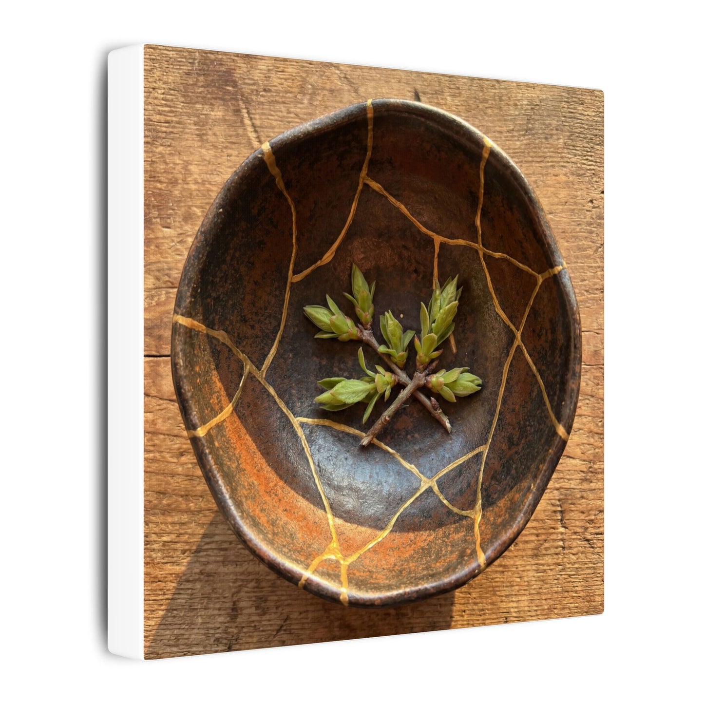 Ceramic Bowl Gold Repair Canvas Art | Resilient Kintsugi Art