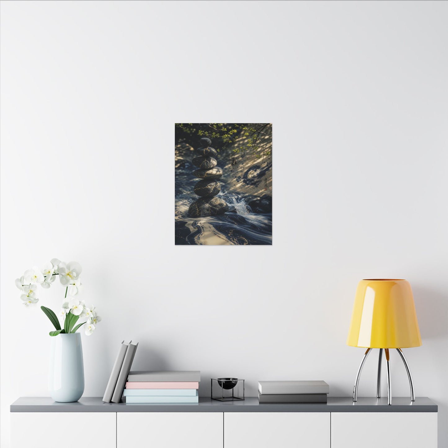 Kintsugi River Stones in Dappled | Broken Beauty Canvas Art