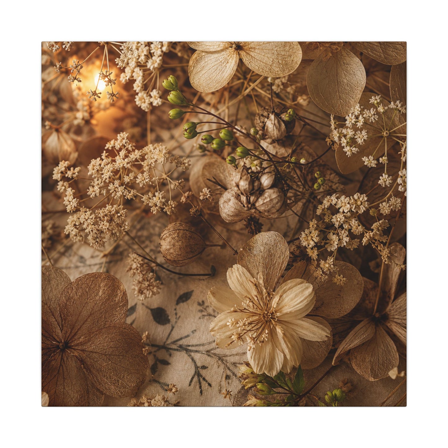 Spring Dried Flowers Japanese Pattern Canvas Art | Earthy Decor