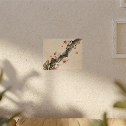 Ink Brushstroke Autumn Canvas Art | Zen Calm Design