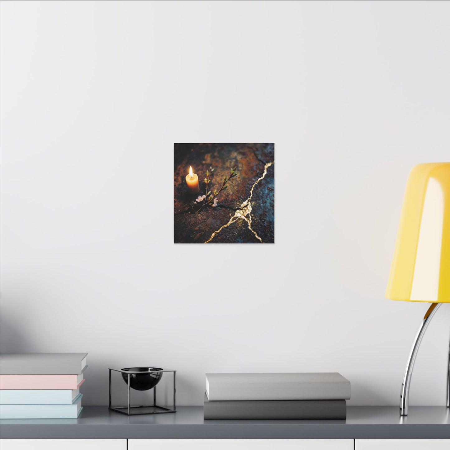 Kintsugi Rust Patina in Candlelight | Gold Repair Canvas Art