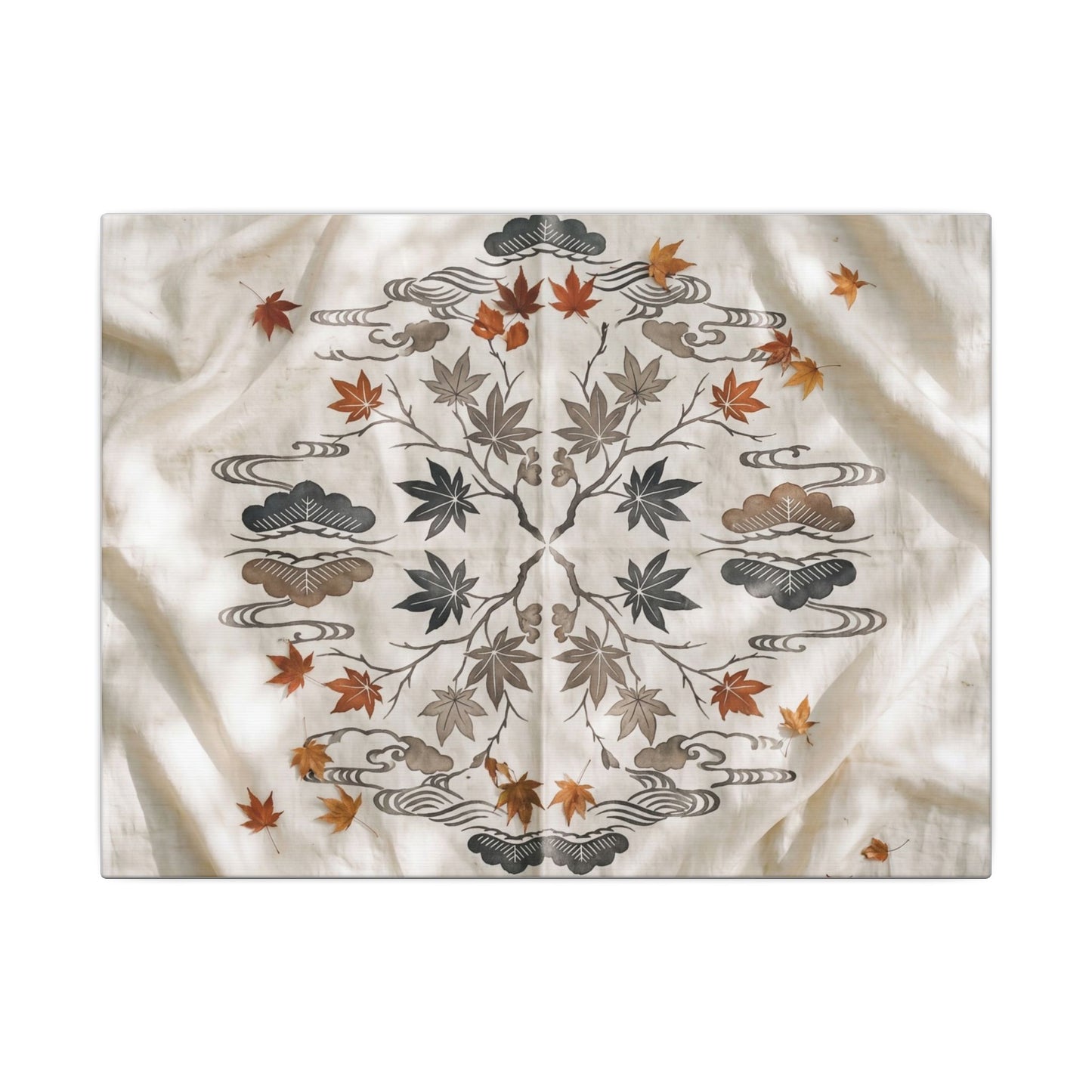 Elegant Silk Drape Canvas Art - Japanese Pattern Japandi