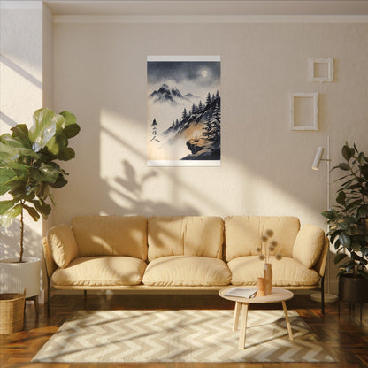Mountain Mist Canvas Art | Winter Zen Ukiyo E Inspired Art