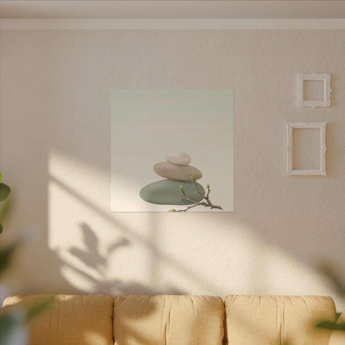 Dawn River Stones Canvas Art - Japandi Fukinsei