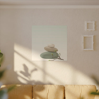 Dawn River Stones Canvas Art - Japandi Fukinsei