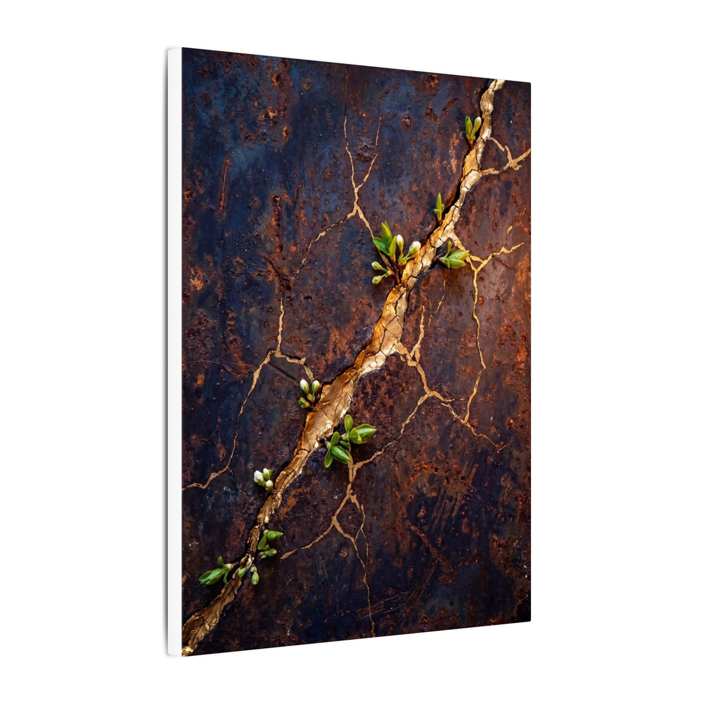 Rust Patina Spring Canvas Art | Kintsugi Resilient Design