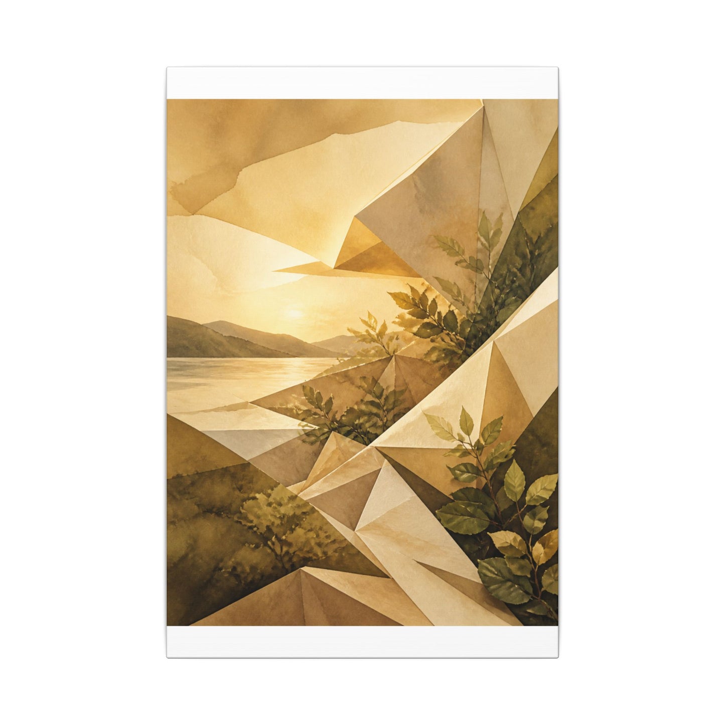 Golden Hour Paper Fold Canvas Art - Japandi Ma