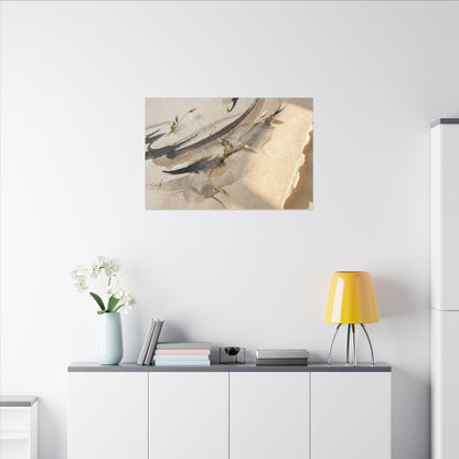 Ink Brushstroke Watercolor Canvas Art | Neutral Japandi Art