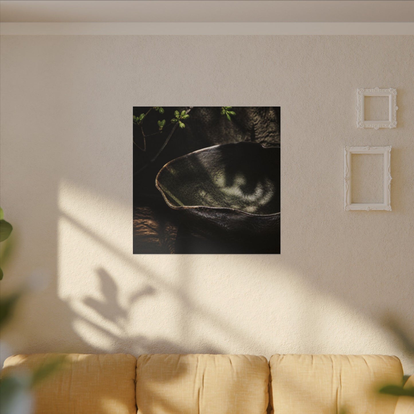 Sophisticated Ceramic Bowl Canvas Art - Dark Texture Dark Japandi