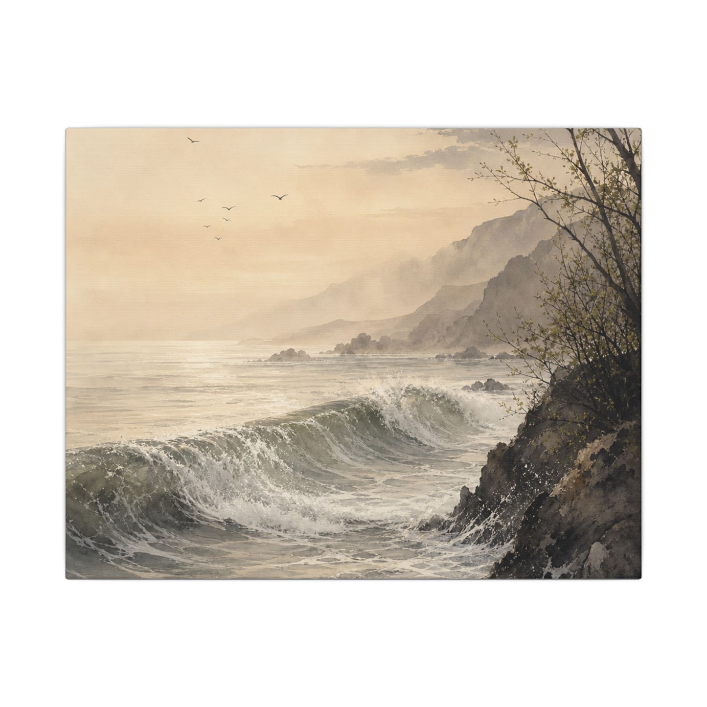 Ocean Wave Spring Canvas Art | Japandi Elegant Design