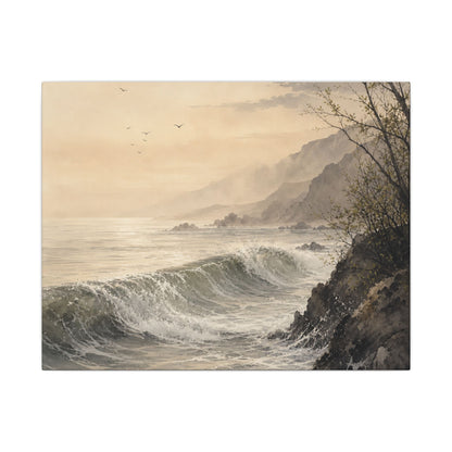 Ocean Wave Spring Canvas Art | Japandi Elegant Design