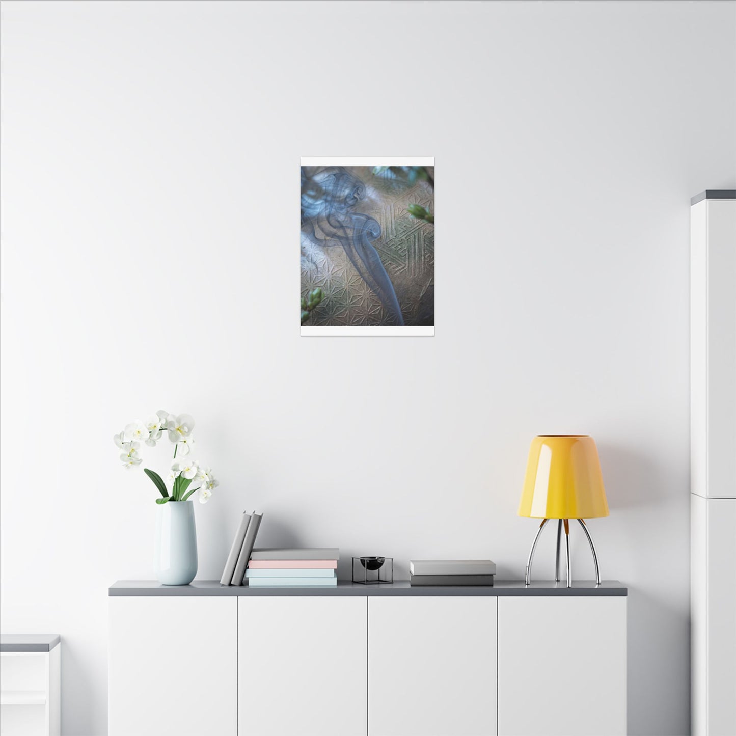 Spring Incense Smoke Japanese Pattern Canvas Art | Neutral Decor