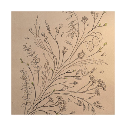 Warm Dried Flowers Wall Art Print - Minimal Line Japandi
