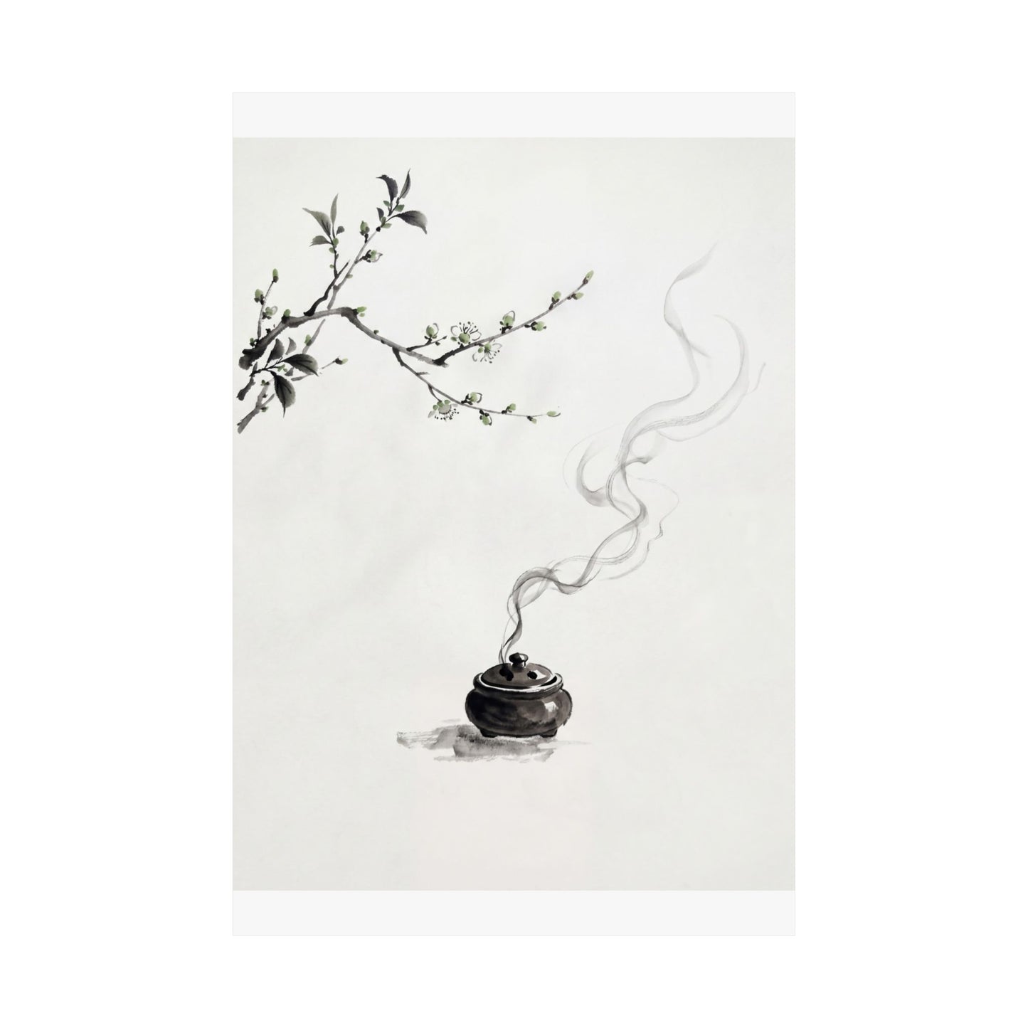 Ma Incense Smoke Wall Art Print - Zen Sumi E