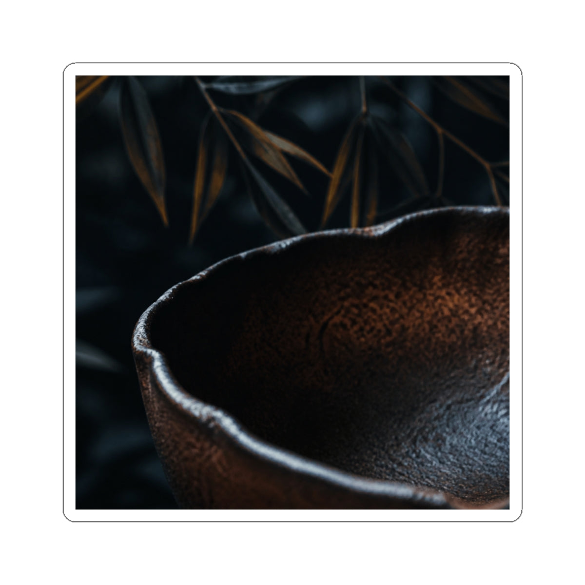 Ceramic Bowl Shadow Zen Sticker | Moody Dark Japandi Art