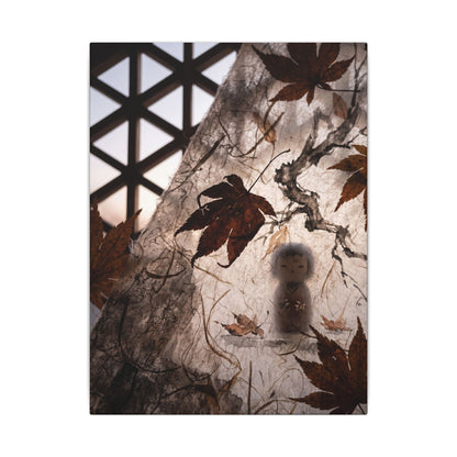 Shoji Screen Autumn Canvas Art | Dark Japandi Atmospheric Design