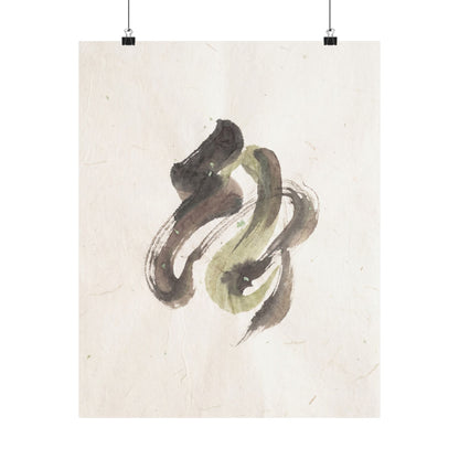 Cozy Ink Brushstroke Wall Art Print - Japanese Pattern Japandi