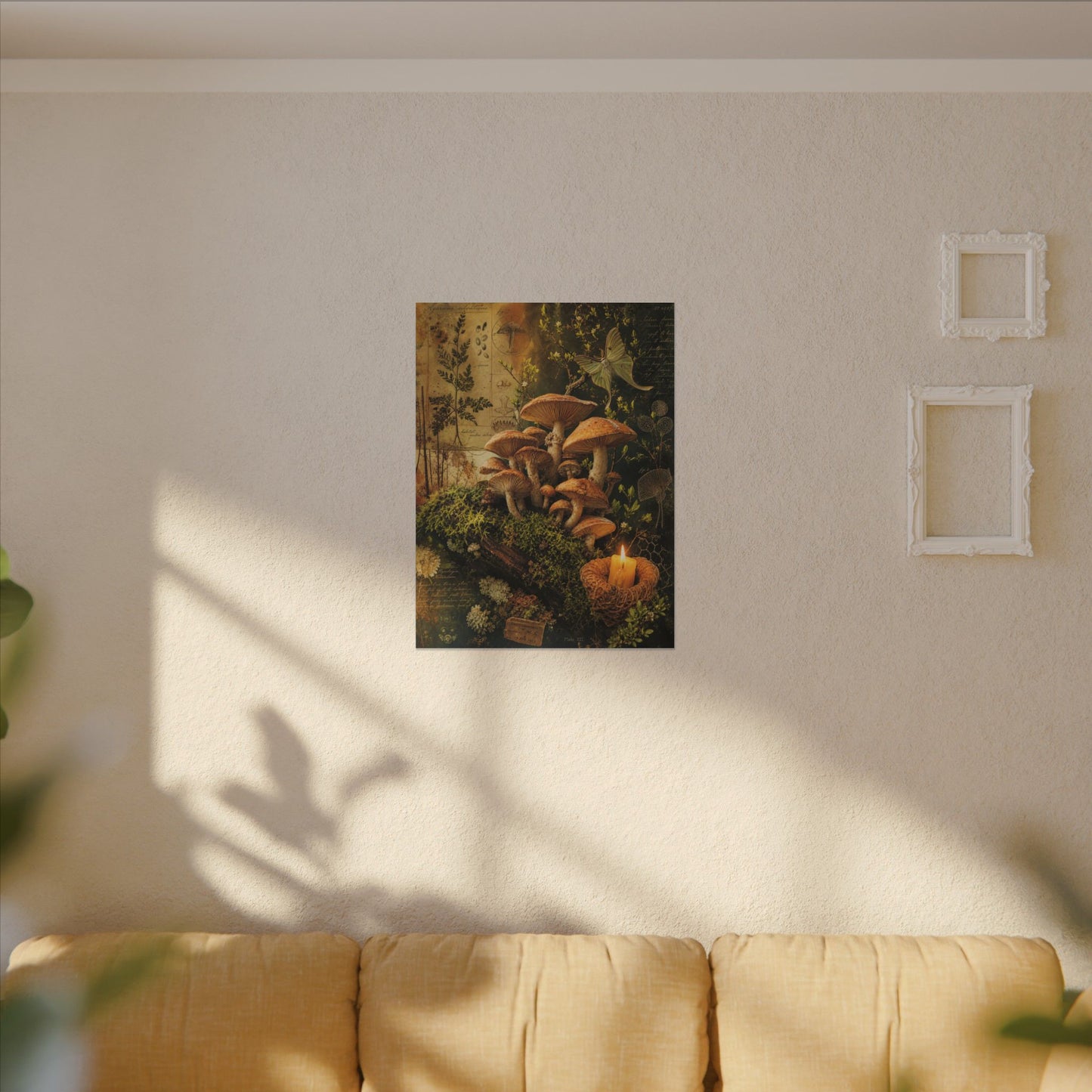 Spring Wild Mushrooms Herbarium Canvas Art | Earthy Decor