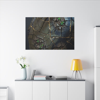 Dark Japandi Cracked Earth in Moonlight | Moody Minimal Canvas Art