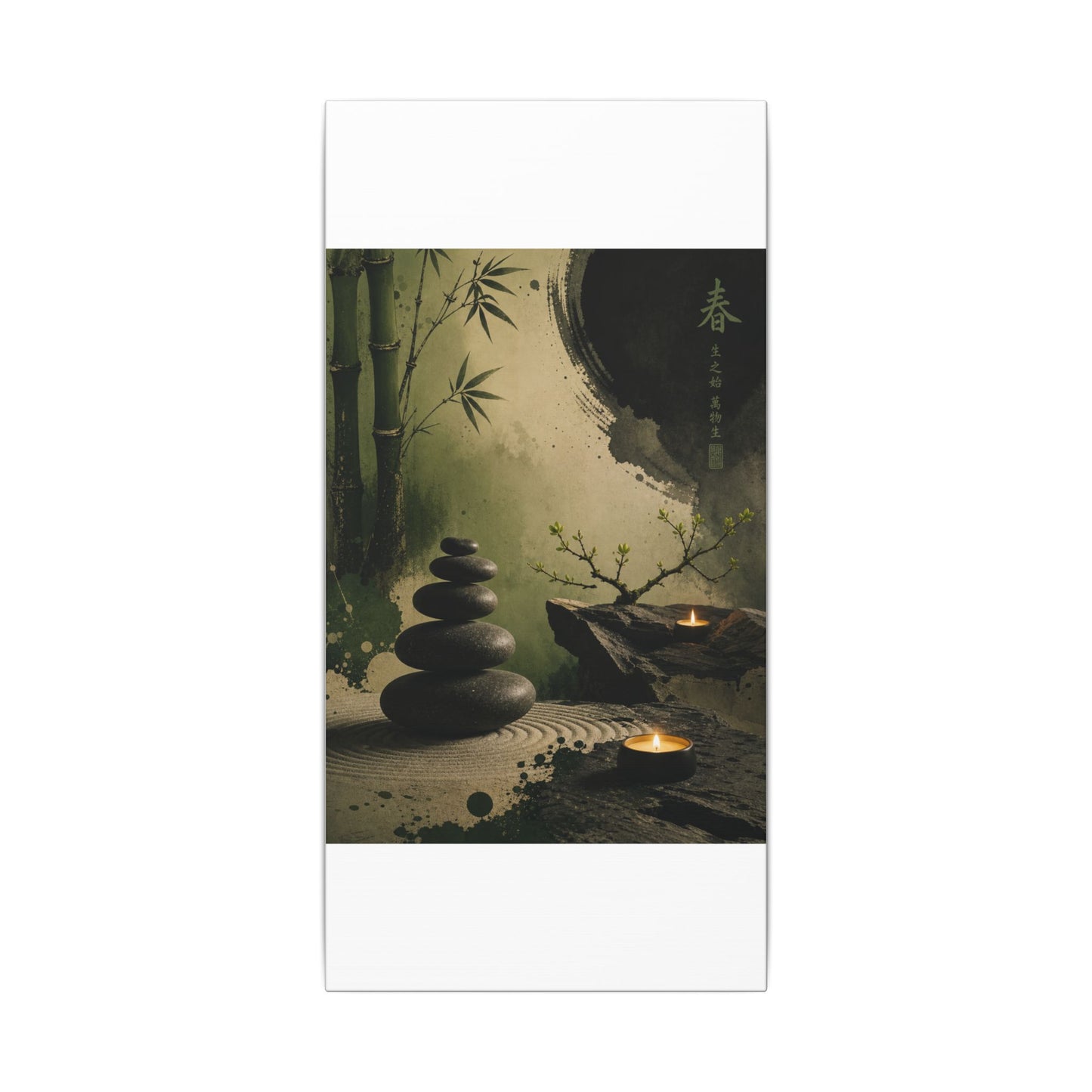 River Stones Spring Canvas Art | Zen Contemplative Design