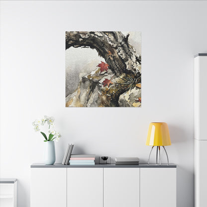Pine Tree Autumn Canvas Art | Japandi Earthy Design