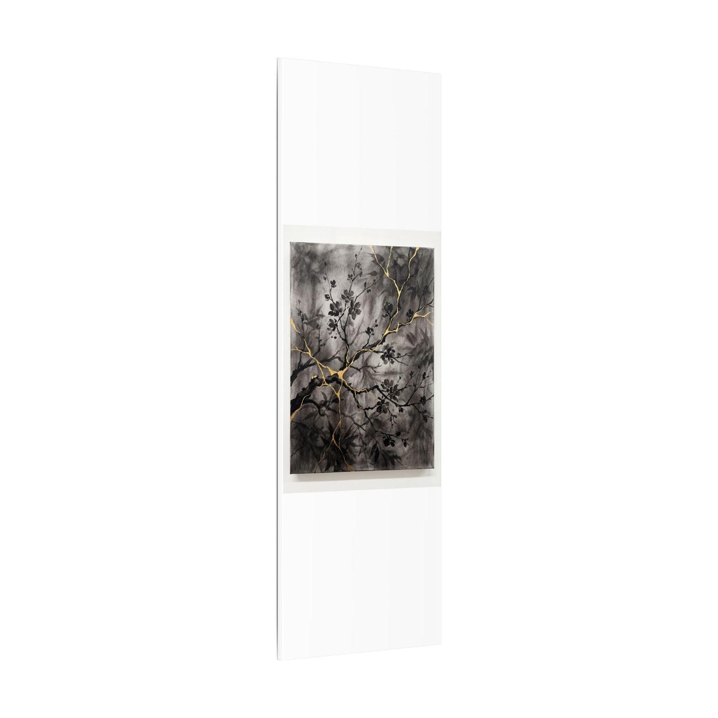 Kanso Cherry Blossom Canvas Art - Kintsugi Crackle Gold