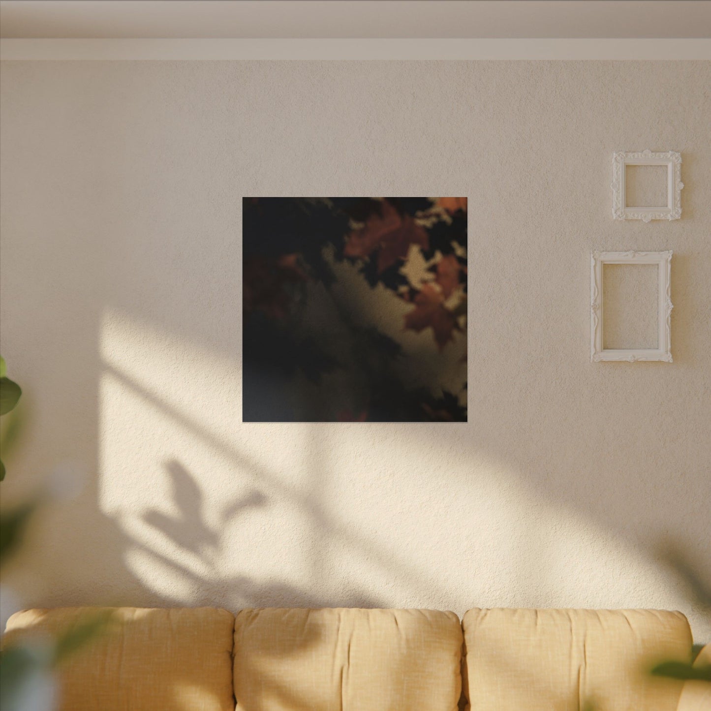 Shadow Play Canvas Art | Autumn Dark Japandi Moody Minimal Art