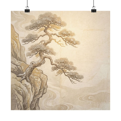 Golden Hour Pine Tree Wall Art Print - Japandi Shibui