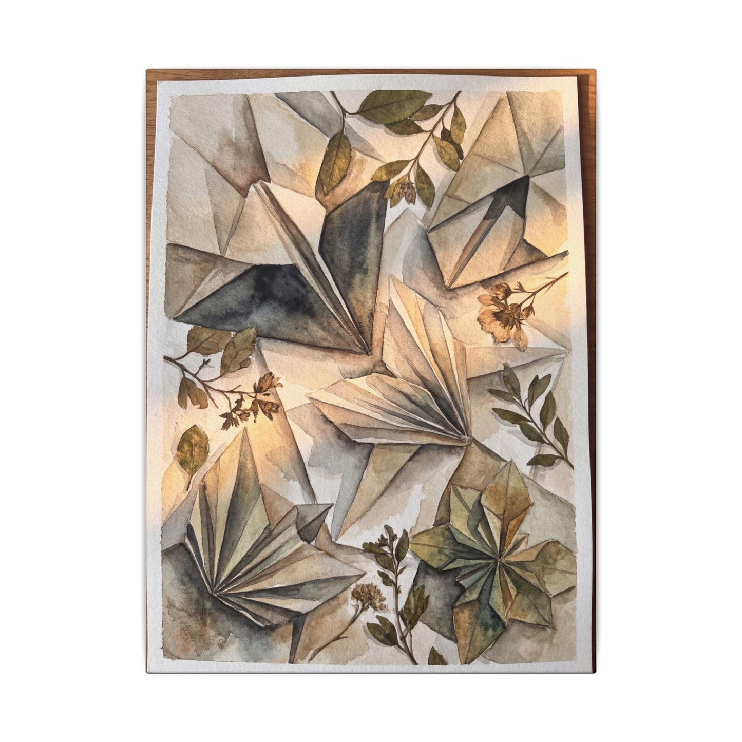 Golden Hour Paper Fold Canvas Art - Japandi Seijaku
