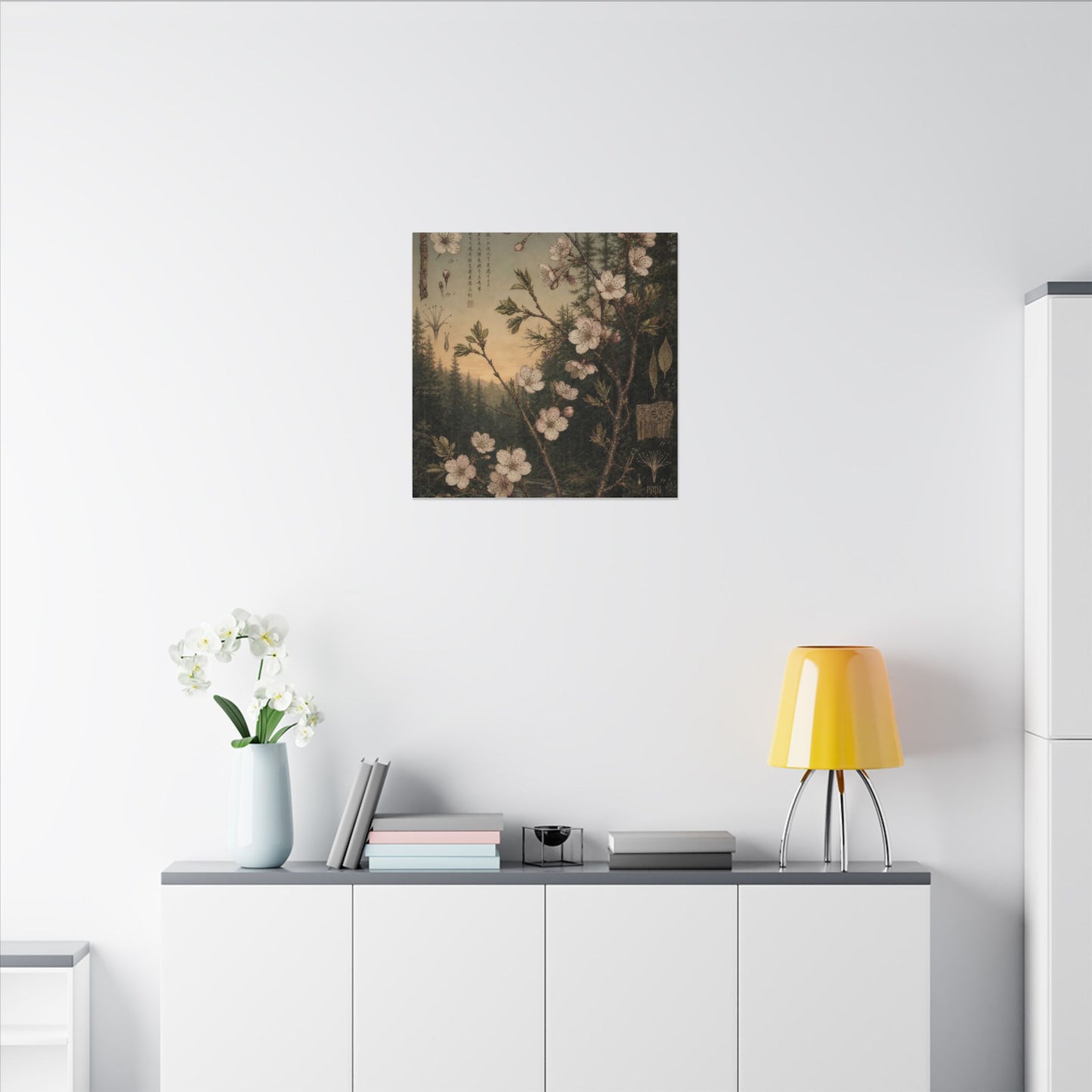 Spring Cherry Blossom Herbarium Canvas Art | Nostalgic Decor