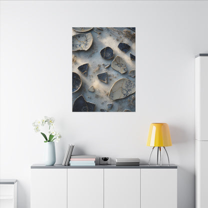 Broken Pottery Canvas Art | Winter Kintsugi Gold Vein Art