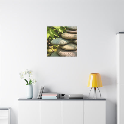 River Stones Summer Canvas Art | Japandi Earthy Design