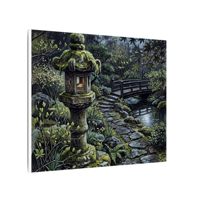 Japandi Stone Lantern in Moonlight | Texture Canvas Art