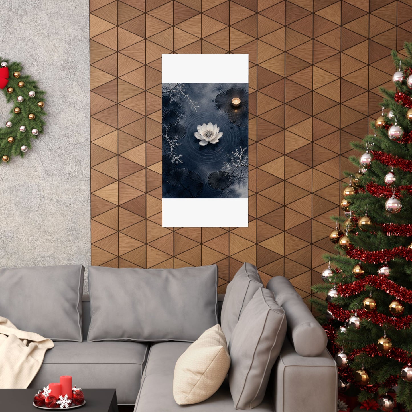 Lotus Flower Wall Art Print | Winter Zen Sumi E Art
