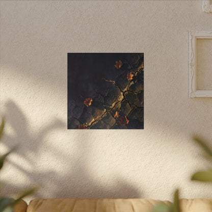 Cracked Earth Canvas Art | Autumn Dark Japandi Dark Texture Art