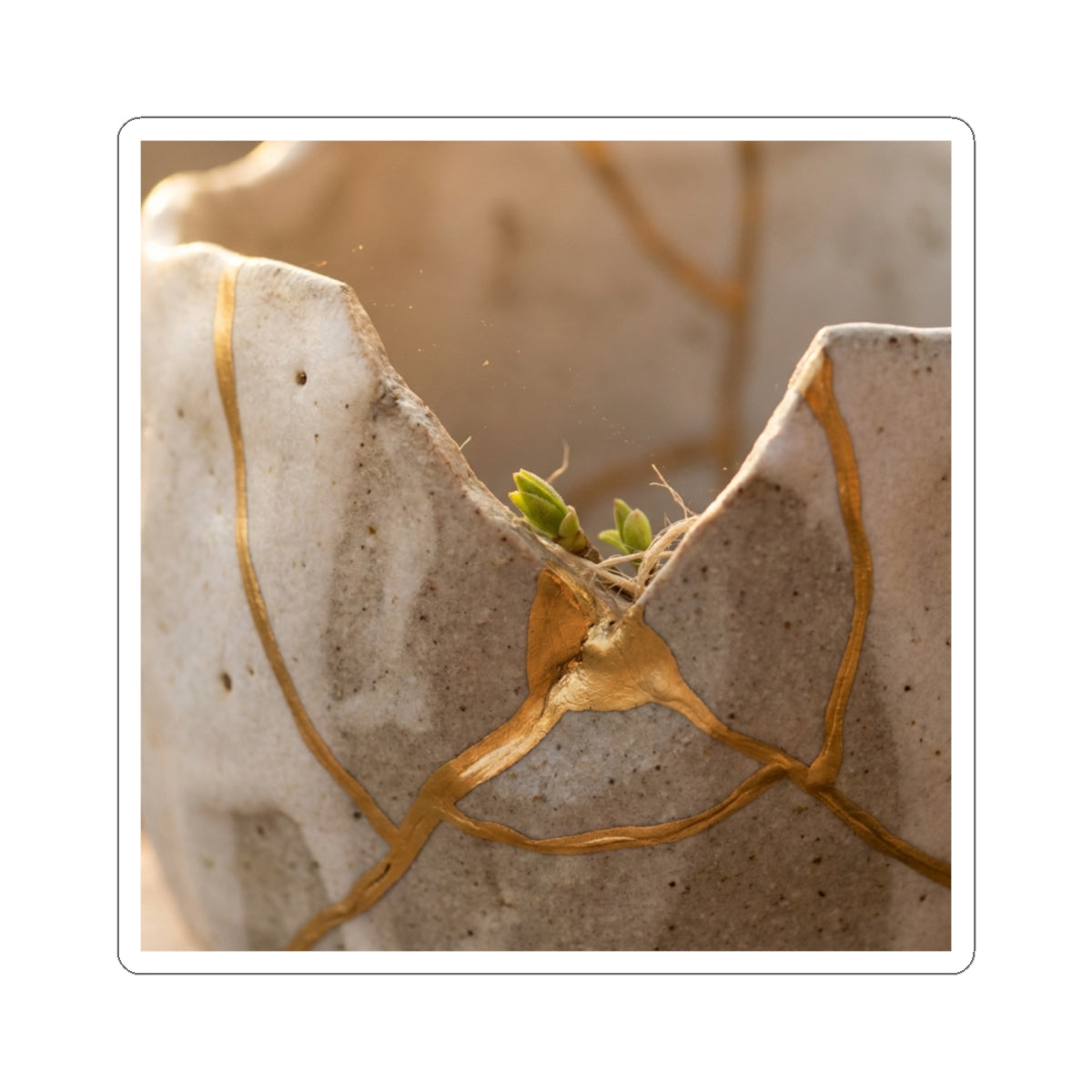 Broken Pottery Minimal Line Sticker | Neutral Japandi Art