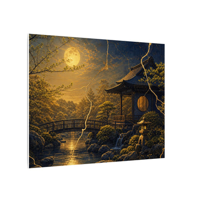 Spring Moonlit Garden Gold Vein Canvas Art | Resilient Decor