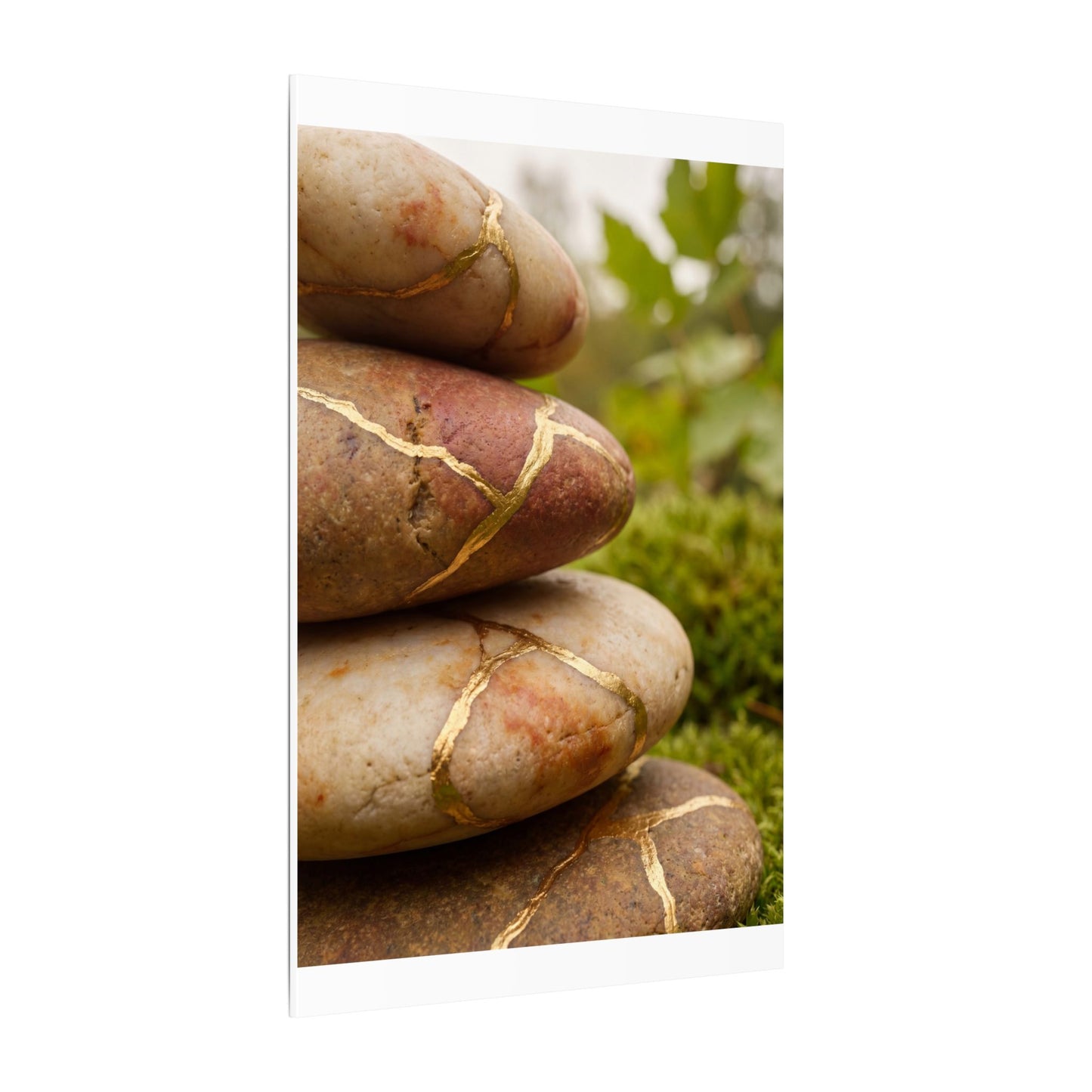 River Stones Summer Canvas Art | Kintsugi Healing Design
