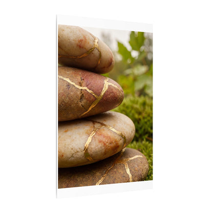 River Stones Summer Canvas Art | Kintsugi Healing Design