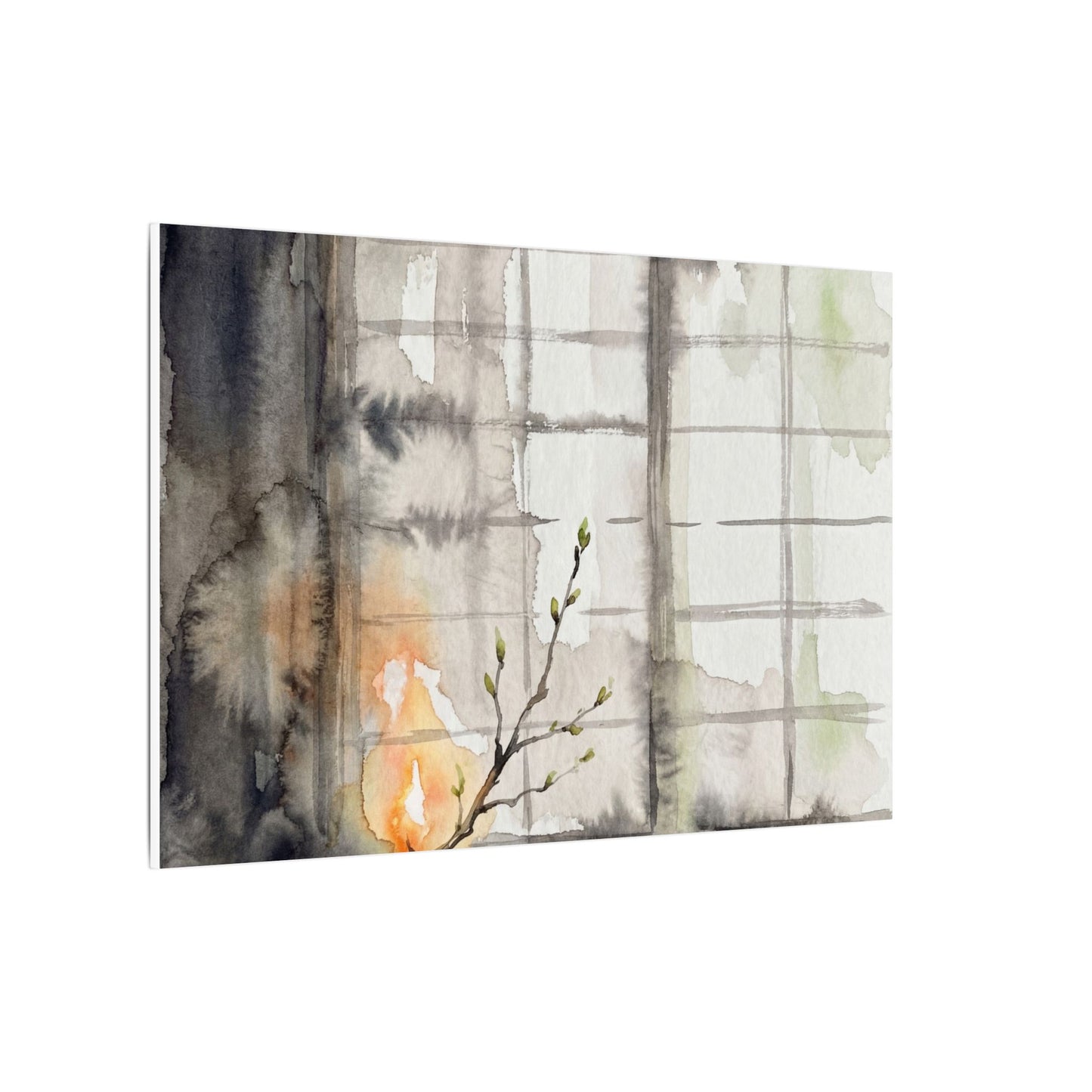 Shoji Screen Canvas Art | Spring Japandi Watercolor Art