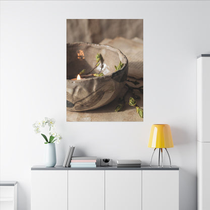 Candlelight Ceramic Bowl Canvas Art - Japandi Ma