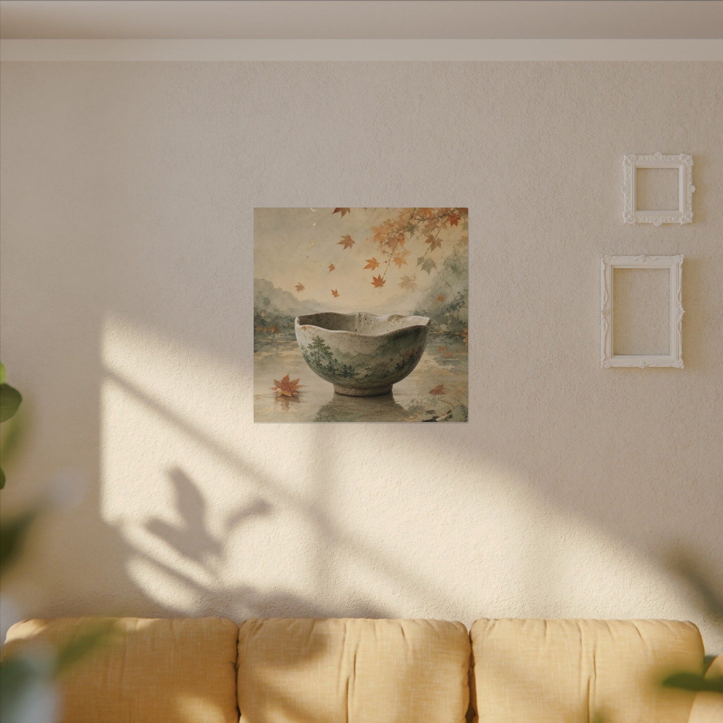 Autumn Ceramic Bowl Watercolor Canvas Art | Cozy Decor