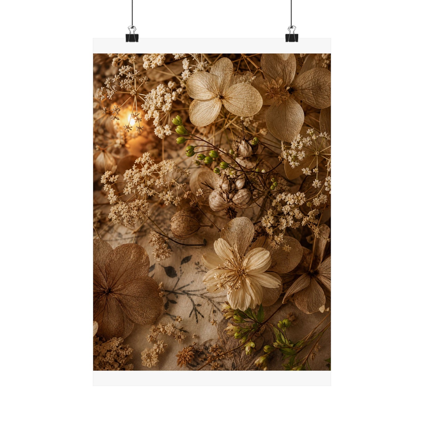 Candlelight Dried Flowers Wall Art Print - Japandi Fukinsei