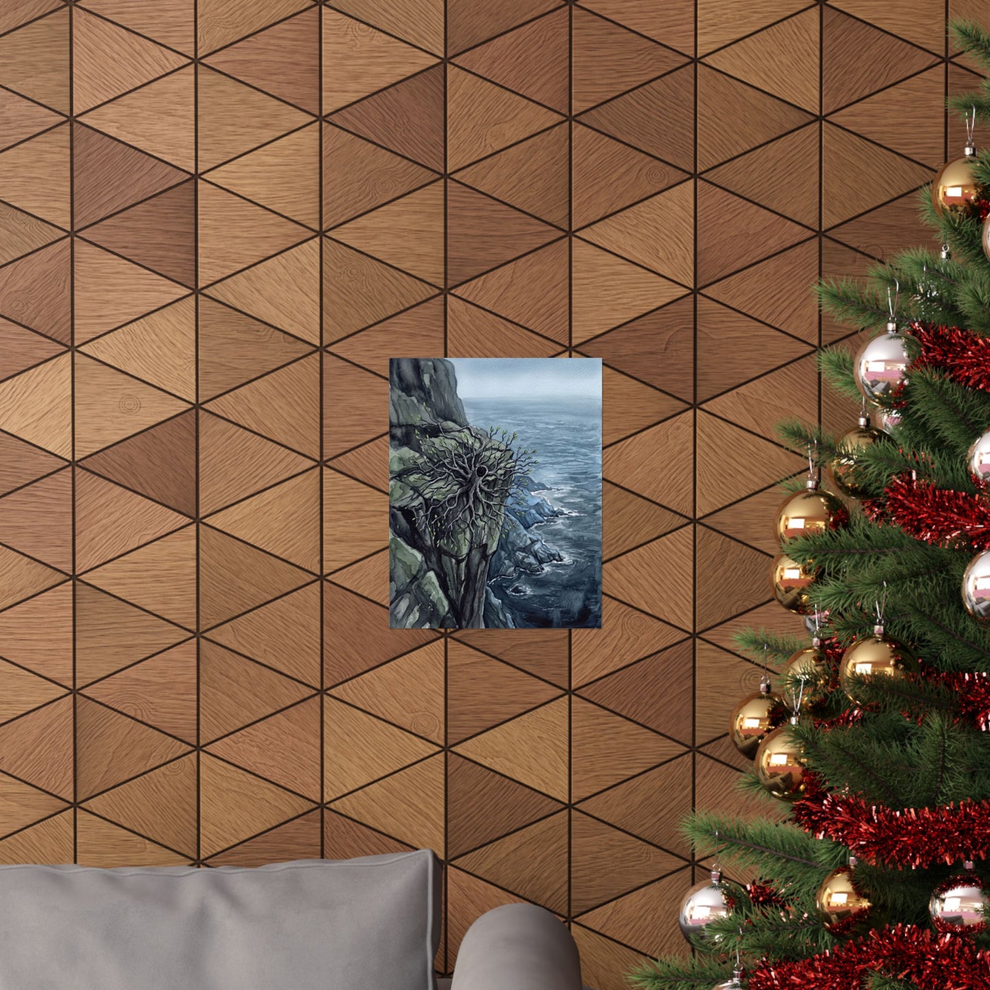 Pine Tree Watercolor Wall Art Print | Elegant Japandi Art