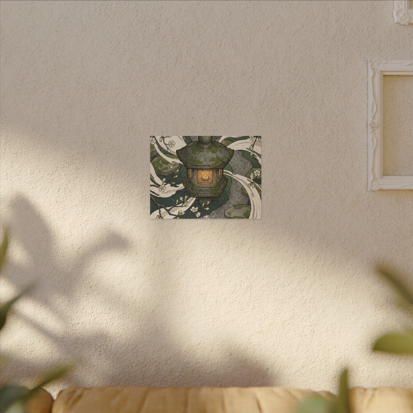 Zen Stone Lantern in Candlelight | Ukiyo E Inspired Canvas Art